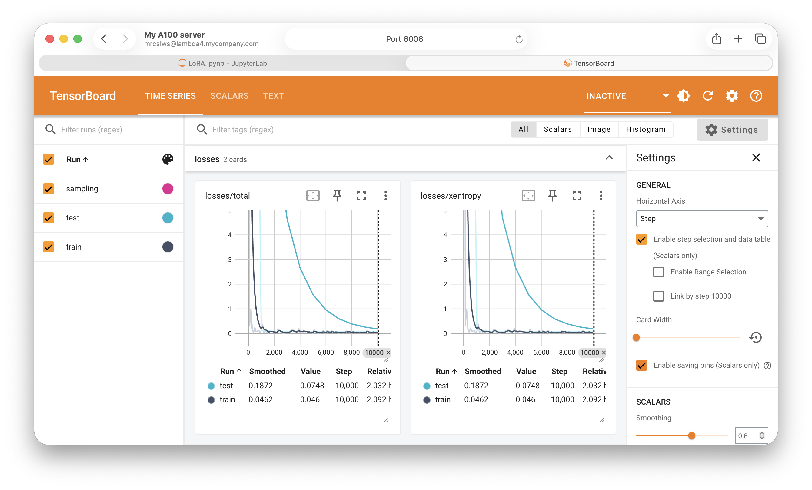 Outer Loop showing a Jupyter notebook beside a Tensorboard visualization.