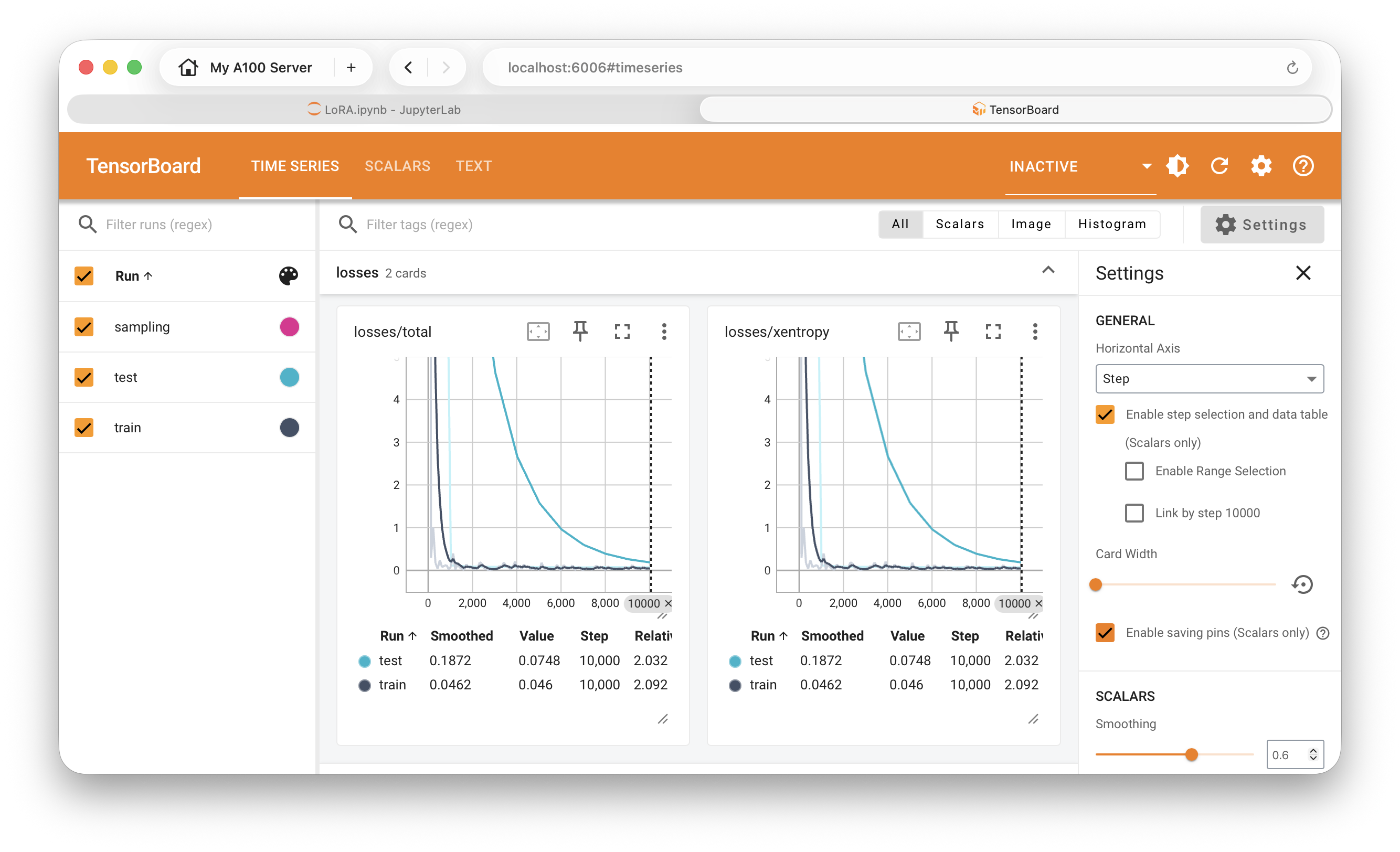 Outer Loop showing a Jupyter notebook beside a Tensorboard visualization.